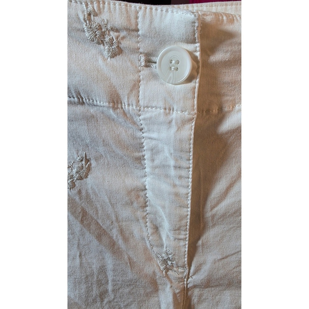 Nicole Miller White Embroidered Wide Leg Linen Rayon Pants Womens Size 2 - Picture 5 of 10